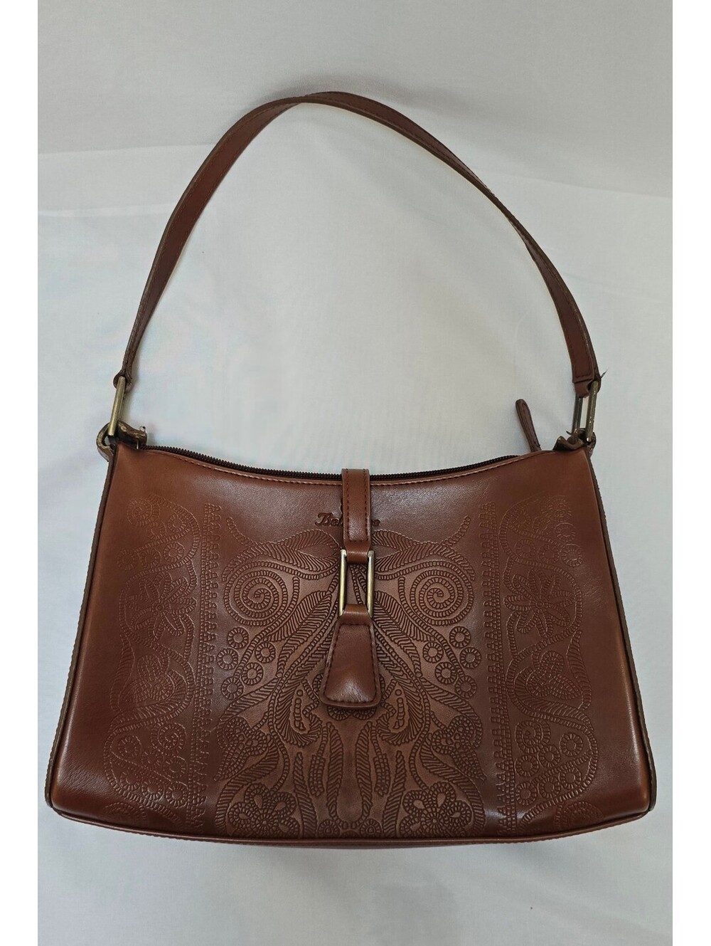 Vintage Belle Rose Embossed Brown Shoulder Bag Boho Y2K Purse